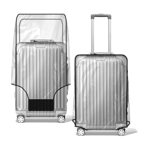 Yitexin 24 In Clear PVC Luggage Covers fits Wheeled Baggage, Full Thicken Transparent Waterproof Suitcase Protector Sleeve With Large Hook and Loop for Travel Airplane - size: 24 In