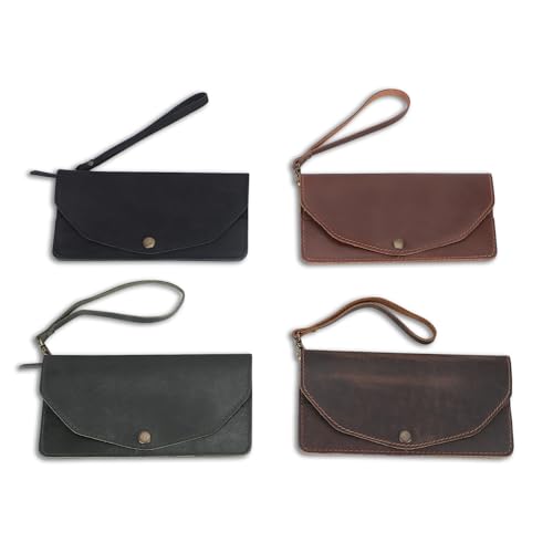 Leather Money Bag Wallet for Women, Brown - color: Brown