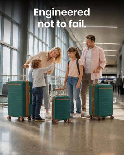 Kono 3-Piece Luggage Set 20/24/28 Expandable Hardshell Long Trip Green - color: Green, size: 3-piece set (20/24/28)