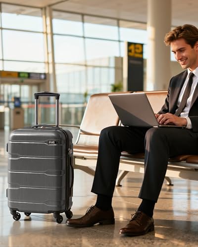 Coolife Carry On Luggage Hardside Suitcase with Spinner Wheels, 20in | 22x14x9 Airline Approved, Lightweight ABS+PC, Travel Suitcase with TSA Lock, Spinner Wheels, Durable Zipper, Charcoal - color: Charcoal, size: Carry On(20in)