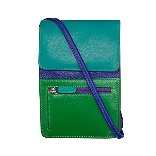 ili New York 6827 Genuine Leather Crossbody Organizer with RFID Blocking Lining - color: Cool Tropics