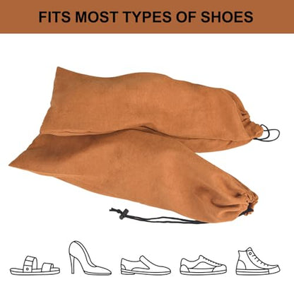 8 Pcs Single Shoe Bags for Travel with Drawstring,18"X9",Brown - color: Brown