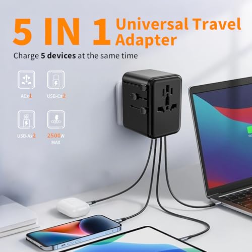 CC Store Universal Travel Adapter with 3 USB-C& 2 USB-A Ports 17.5W 검정 - color: 블랙-17.5W