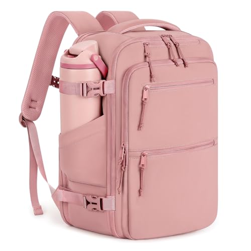 mibasies 30L Airline Approved Travel Carry On Backpack, fit 15.6" Laptop - color: Dark Pink, size: Large