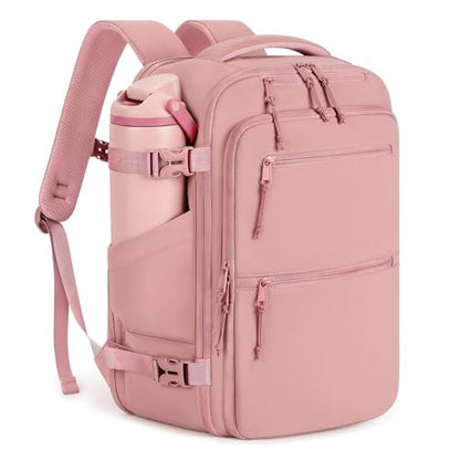 mibasies 30L Airline Approved Travel Carry On Backpack, fit 15.6" Laptop - color: Dark Pink, size: Large