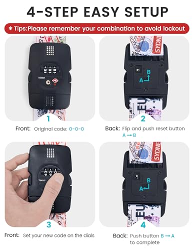 Travelkin Luggage Straps TSA Approved, Suitcase Straps with TSA Lock - color: Journey