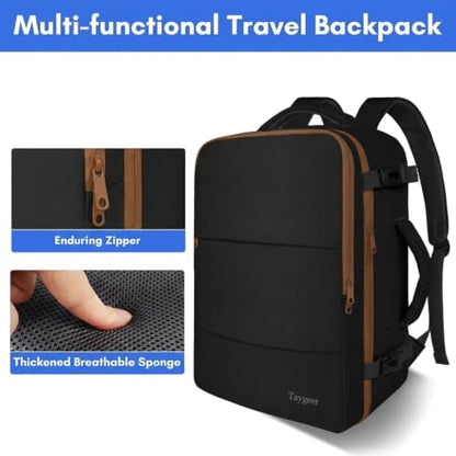 Taygeer Backpack for Women, Carry on Backpack with Laptop Compartment - color: Blackkhaki, size: Large