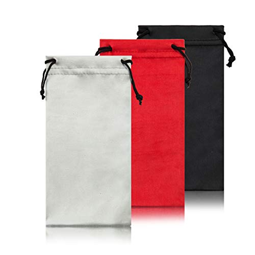 TRIUMPH VISION Glasses Case Soft Eyeglass Case Sunglass Pouch Cloth 3 Pack - color: Black,grey,red