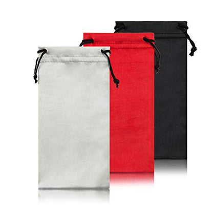 TRIUMPH VISION Glasses Case Soft Eyeglass Case Sunglass Pouch Cloth 3 Pack - color: Black,grey,red