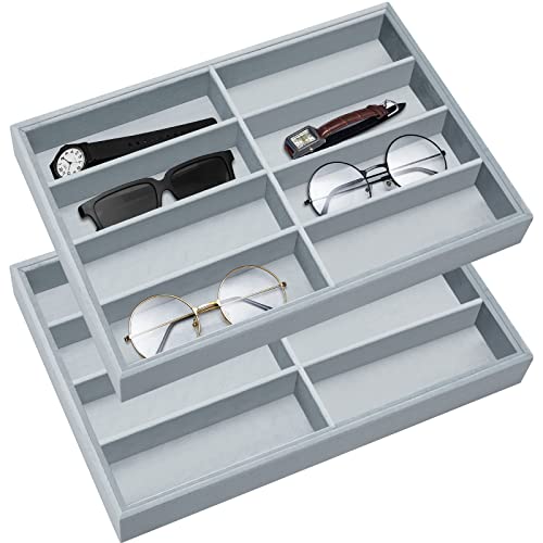 Amylove 2 Pack Sunglasses Organizer Tray Velvet Holder,8 Grids,Gray - color: Gray, size: 8 Grids