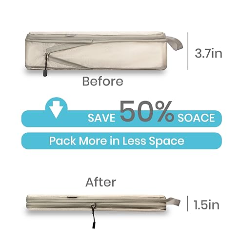 Compression Travel Packing Cubes with White Mesh, Apricot, 4Pcs - color: Apricot, size: Set of 4