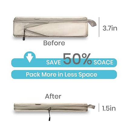 Compression Travel Packing Cubes with White Mesh, Apricot, 4Pcs - color: Apricot, size: Set of 4