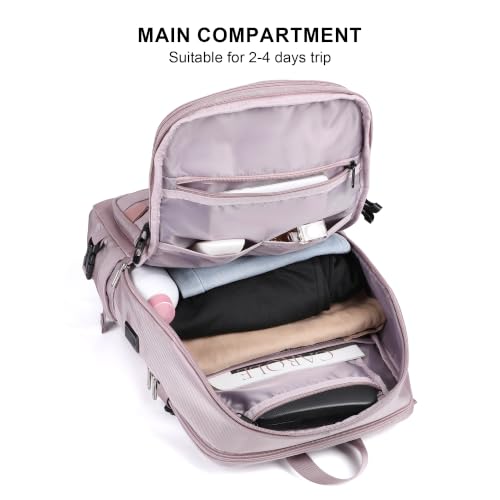 PIJUSHI Travel Backpack 35L Carry On Backpack Flight Approved - color: Updated Ashen Purple