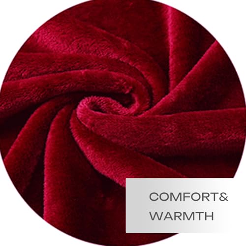Red Fleece Plush Throw Blanket 90"x90"for Couch Sofa Fuzzy Cozy Flannel - color: Red, size: Queen(90"×90")