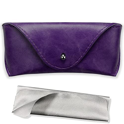 LogHog Portable Leather Glasses Case,Flexible Sunglasses Pouch Slim Case for Women Men Horizontal Eyeglass Case - color: Purple