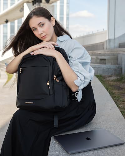 LIGHT FLIGHT Travel Backpack for Women, 15.6 inch Laptop Daypack - color: Black, size: 15.6 Inch without Wheels