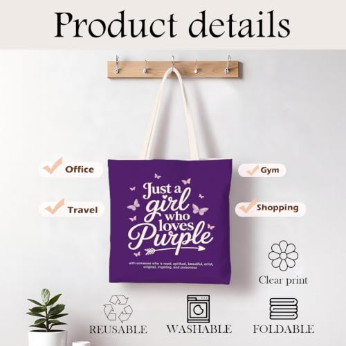 Funny Tote Bag, Canvas Reusable Carryall for Shopping Trip Commute - color: Purple 02