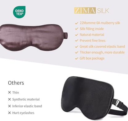 ZIMASILK Adjustable 100% 22 Momme Mulberry Silk Sleep Mask - color: Plum Wine