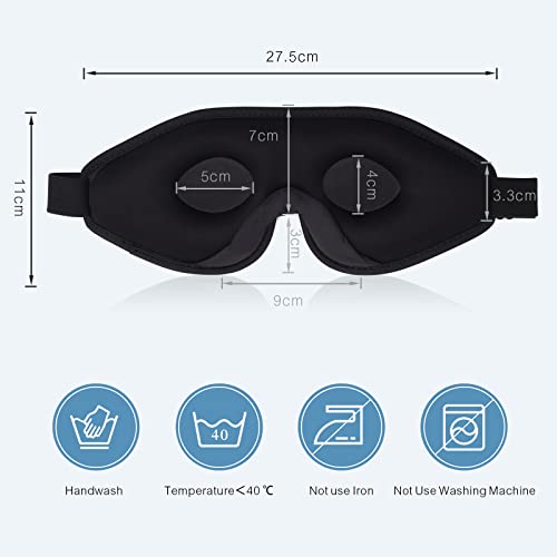 Sleep Eye Mask for Men Women,Zero Pressure 3D Blackout Eye Mask for Sleeping,Eye Covers with Adjustable Strap,Soft Breathable Travel Sleep Mask for Airplane,Includes Ear Plugs(Blue) - color: Blue