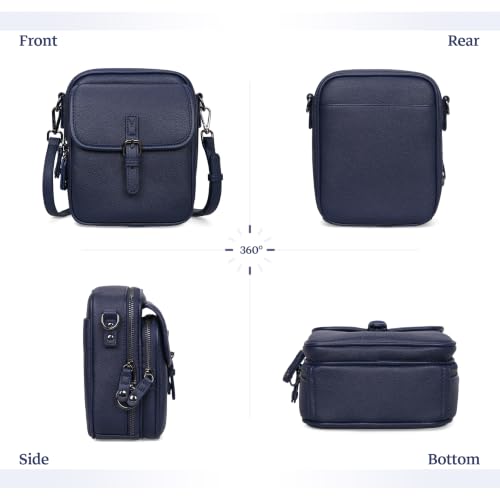Leather Crossbody Bag for Women Small Anti Theft Messenger Purse - color: Dark Blue