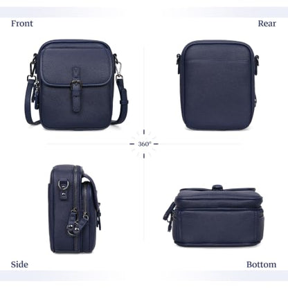 Leather Crossbody Bag for Women Small Anti Theft Messenger Purse - color: Dark Blue