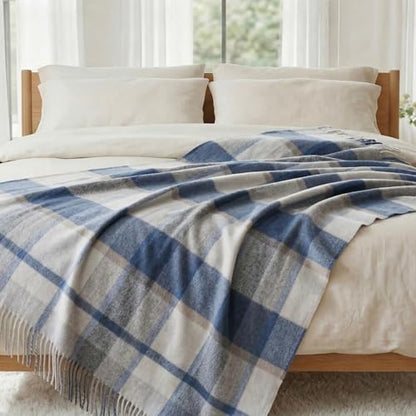 Soft Pure Wool Throw Blanket, Lightweight Warmth, Blue, 55"x83", - color: Ocean Cloud, size: Standard (1.5 lbs)