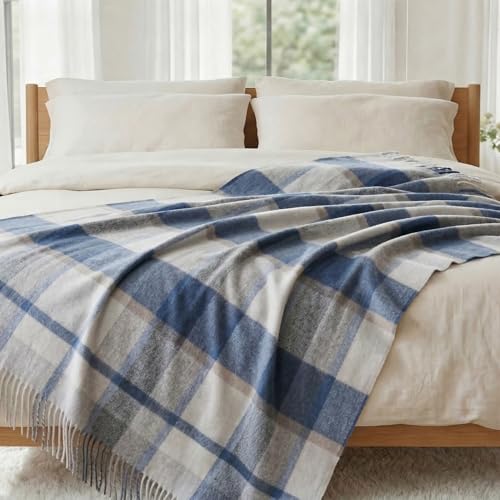 Soft Pure Wool Throw Blanket, Lightweight Warmth, Blue, 55"x83", - color: Ocean Cloud, size: Standard (1.5 lbs)