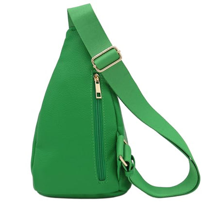 FashionPuzzle Compact Triangle Sling Bag - color: Kelly Green
