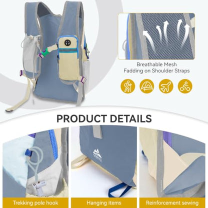 15L Small Hiking Backpack Travel Daypack Colorful Lightweight Packable Foldable Casual Backpack for Women Men - color: Haze Blue