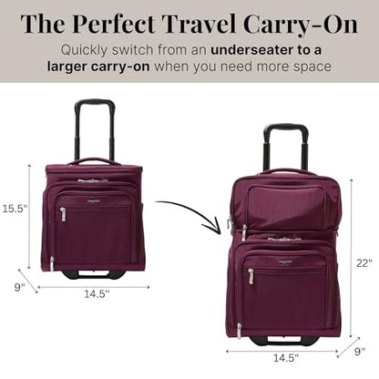 Baggallini Expandable Underseat Carry-On - color: MULBERRY