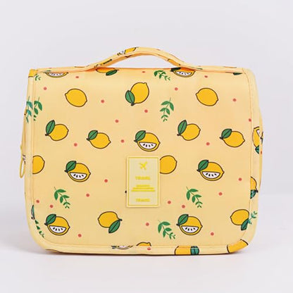 Large Capacity Hanging Toiletry Bag for Women Travel, Waterproof Makeup Organizer Shower Caddy, Bathroom Cosmetic Bag with Hanging Hook (Yellow lemon) - color: Yellow lemon