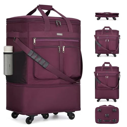 MILADA Expandable Luggage Bags for Travel Collapsible Suitcase with Wheels - color: Purple