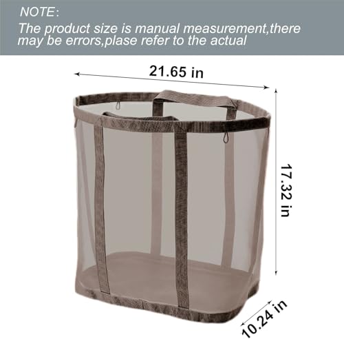 Mesh Bag with Handles, Collapsible Laundry Basket, Foldable Laundry Bag, Breathable Folding Beach Bag,Space-saving Travel Tote Bags (2, Brown) - color: Brown