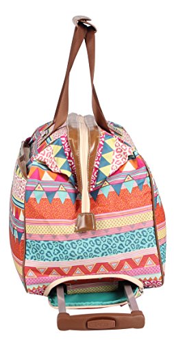 Lily Bloom Pattern 22 Inch Duffel Bag with 2-Rolling Wheels, Weekender Overnight Travel Lightweight Carry-On Suitcase For Women - color: On the Prowl