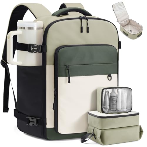LOVEVOOK 50L Travel Backpack for Women Men, Large Travel Carry on Backpack - color: Pea Green, size: 50L