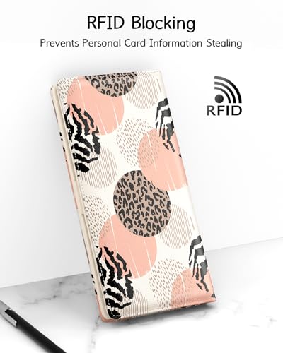 Womens Wallet, RFID Slim Wallet, Credit Card Holder Purse, Leather Bifold - color: Boho Leopard Print