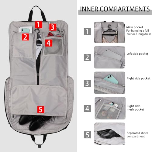 BESMART Garment Bags for Travel, 51" Large Suit Bag for Business Trips - color: Grey