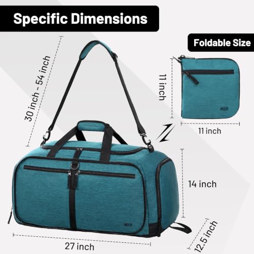 MIER Packable Travel Duffle Bag with Shoe Compartment, 80L, Teal - color: Teal, size: 80L