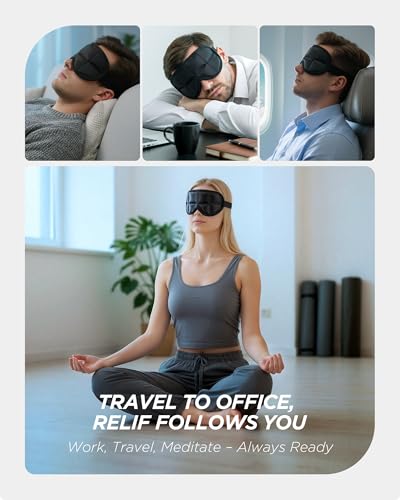3D Cooling Sleep Mask with Double Coldfocus Gel for Hot & Cold Therapy - color: Black 2 Packs
