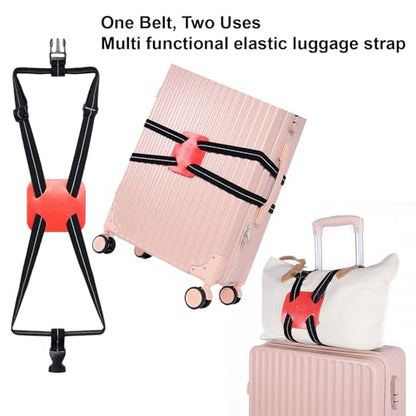 Luggage Straps for Suitcases, Travel Accessories to Connect Two Suitcase, Add A Bag Luggage Strap for Carry On Luggages Adjustable Buckle Belt (Black/Red-1pcs) - color: Black/Red-1pcs