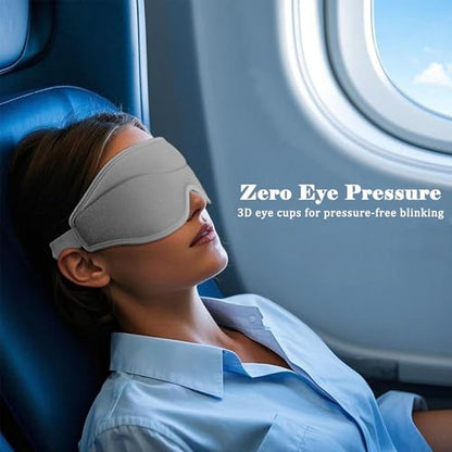 3D Sleep Mask, Breathable 3D Eye Mask for Sleeping, Light Blocking 3D Contoured Eye Cover with Adjustable Strap, 3D Memory Foam Night Blindfold for Men Women(Gray, with 2 Earplugs) - color: Argent