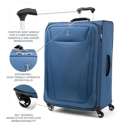 Travelpro Maxlite 5 Softside Checked Luggage Spinner, Blue, 29-Inch - color: Ensign Blue, size: Checked-Large 29-Inch