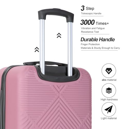 Tripcomp Carry-on Luggage Set 2 Piece Hardside Suitcase With Spinner Wheels - color: Pink-2, size: 2 Piece Set(14/20)
