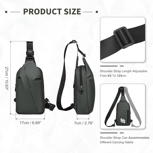 DTGN Small Sling Bag Waterproof Crossbody Chest Bags Lightweight Dark Grey | Daypack, for 7.9" Tablet, for Men Women - color: Dark Grey