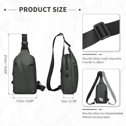 DTGN Small Sling Bag Waterproof Crossbody Chest Bags Lightweight Dark Grey | Daypack, for 7.9" Tablet, for Men Women - color: Dark Grey