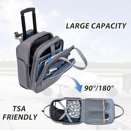VANKEAN 16" Underseat Rolling Suitcase Travel Business Lightweight - color: Dark Grey