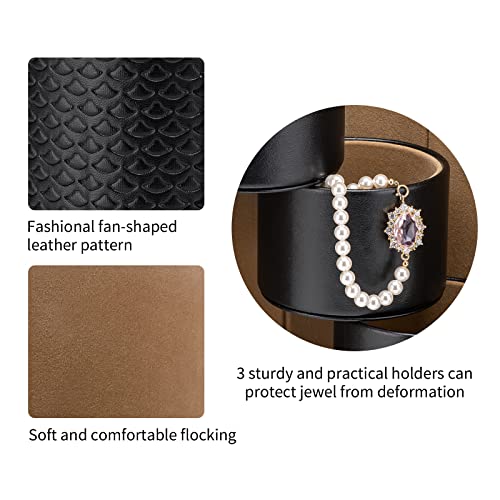 VLANDO Travel Jewelry Organizer, 3 Tier Roll Up Design, Hard Shell Storage - color: Black