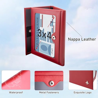 Pilot Wallet Passport Holder: Red Leather Travel Walle - color: Red