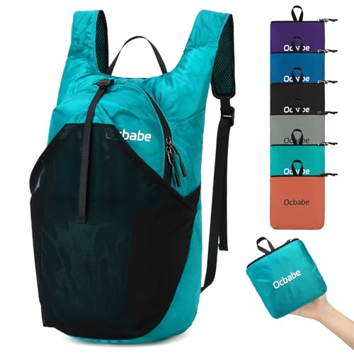 Ultra Lightweight Foldable Backpack,Water Resistant Small Packable Hiking Daypack Outdoor Camping Travel Bag - color: Green, size: 25L