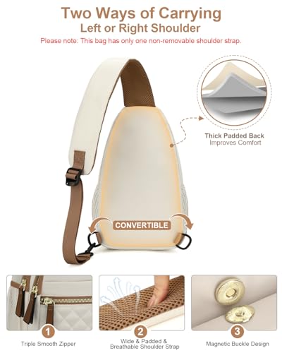Capolo Crossbody Bags for Women Waterproof Sling Shoulder Bag Fanny Pack - color: Beige, size: Large